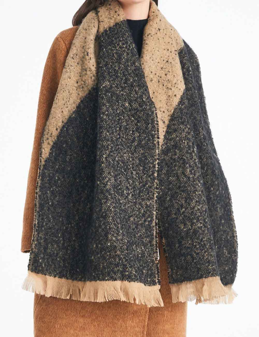 Vintage Color Block Tassel Thick Scarf DP25G586