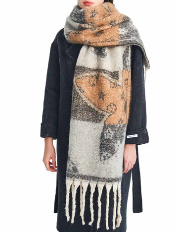 Winter Flower Tassel Thick Warm Scarf DP25G579