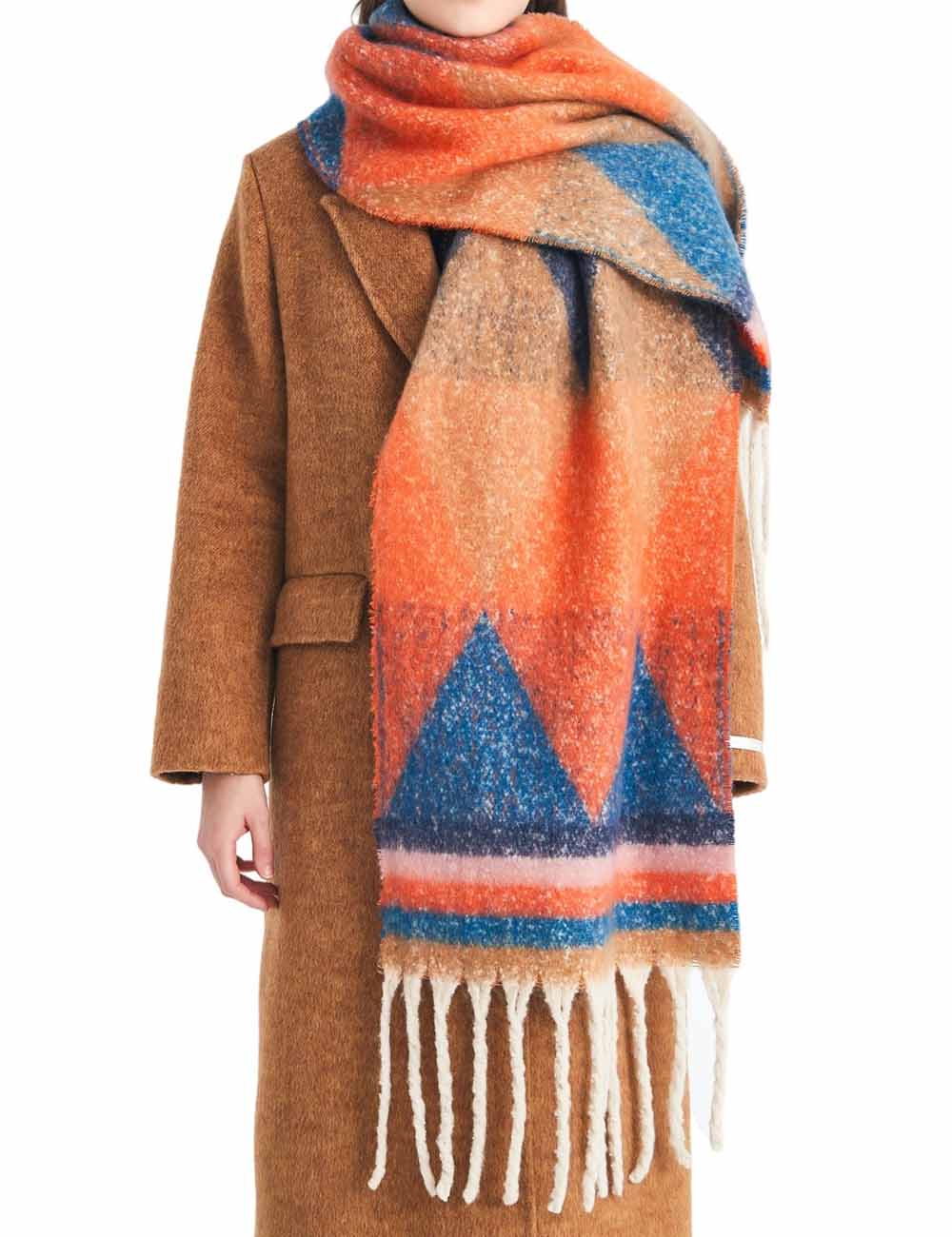 Winter Cozy Tassel Color Block Warm Scarf DP25G580