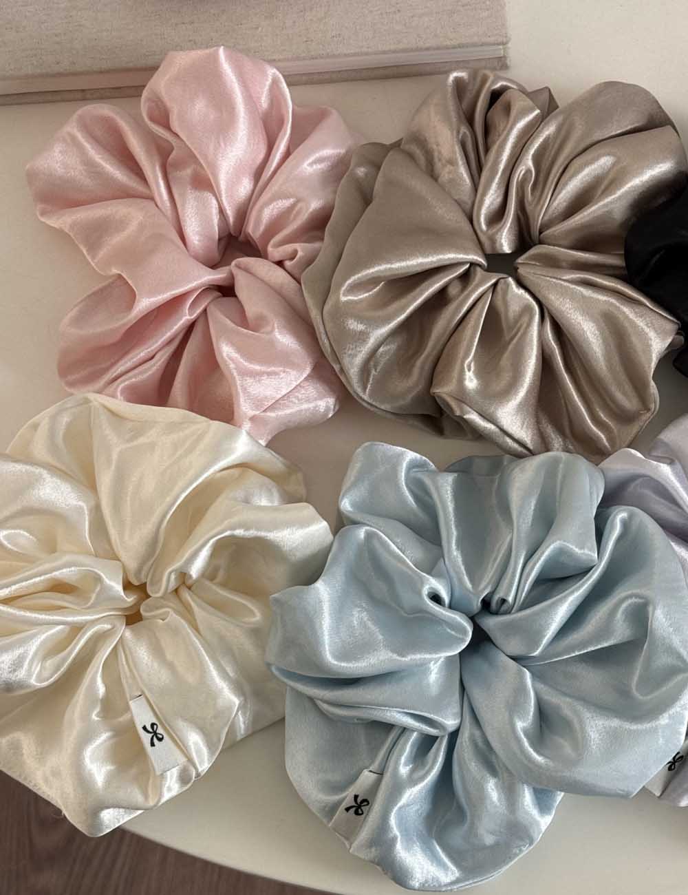 Elegant Elastic Band Satin Solid Color Scrunchies DP25F956