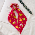 Sweet Ribbon Christmas Print Hair Scarf Scrunchie 6W6HSR444