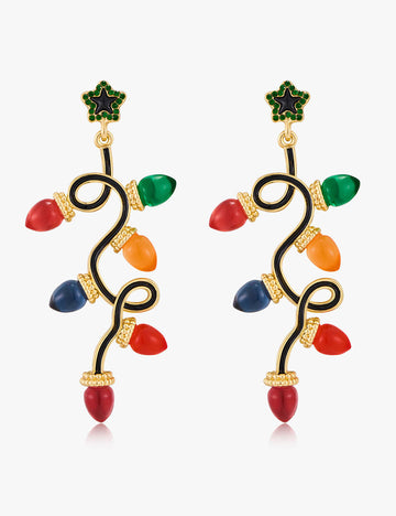 Colorful Light Bulb Rhinestone Christmas Dangle Earrings DP25G794