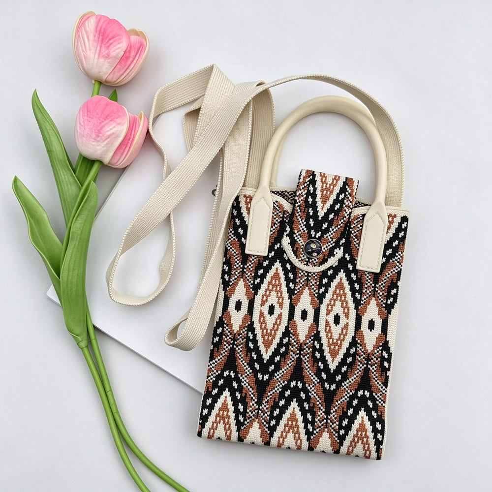 Boho Floral Print Knit Crossbody - DippedShop Wholesale - #0499