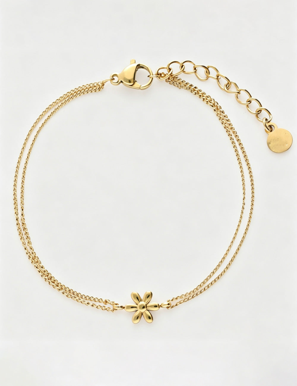 Simple Gold Plated Star Flower Chain Bracelet 6W6JBR530