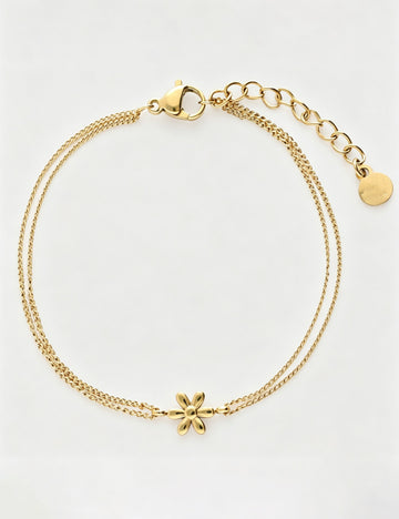 Simple Gold Plated Star Flower Chain Bracelet 6W6JBR530