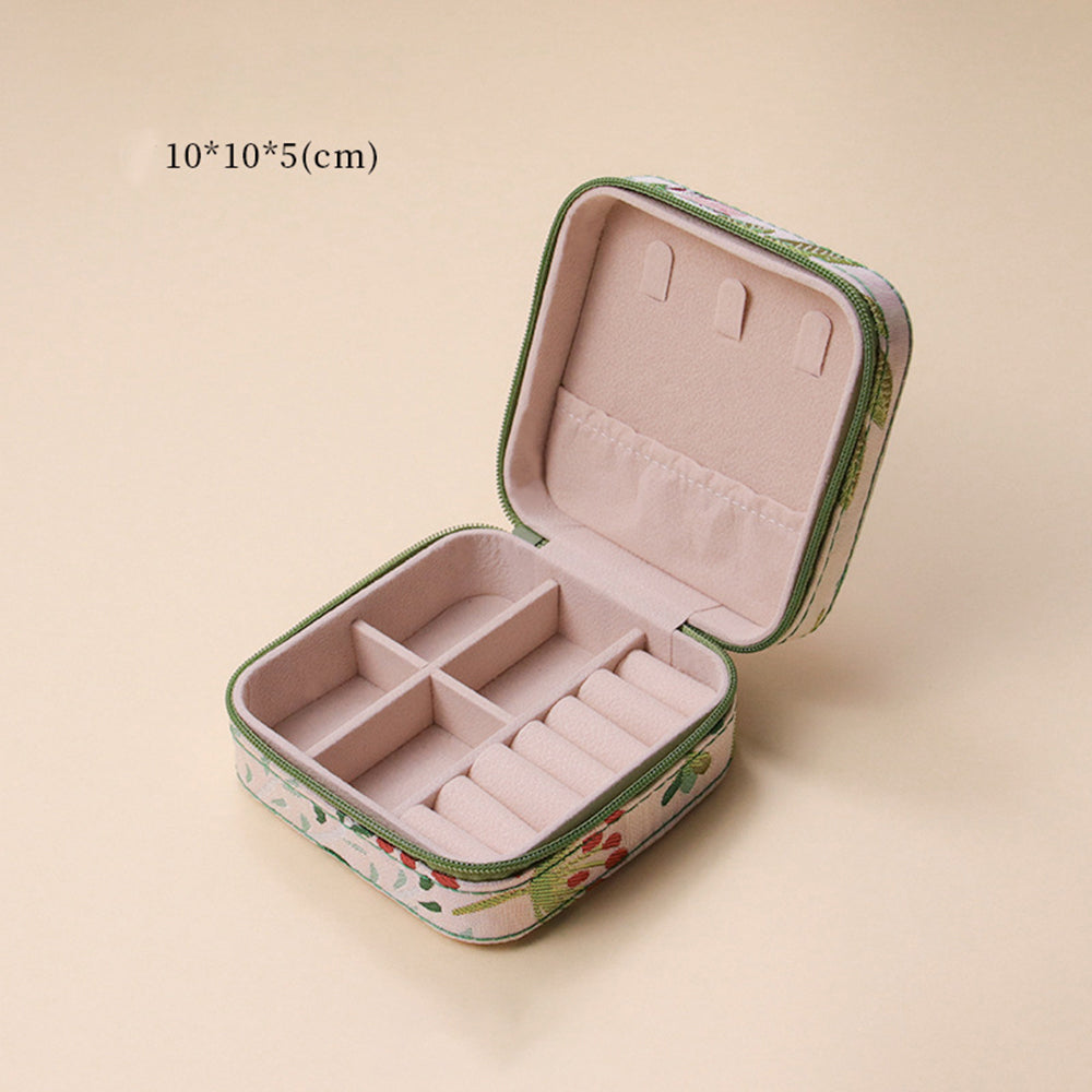 Vintage Embroidered Floral Large Capacity Jewelry Box 6H13HSJ144