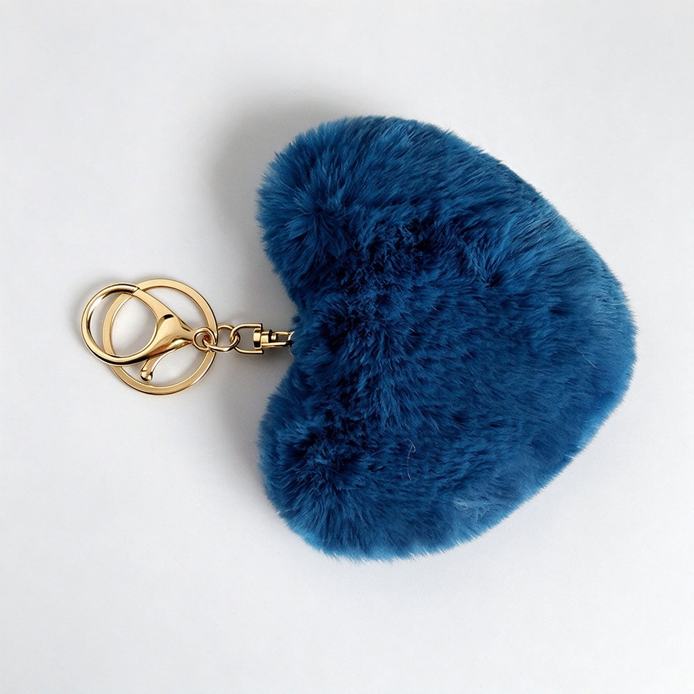 Faux Fur Heart Keychain - DippedShop Wholesale - #3971