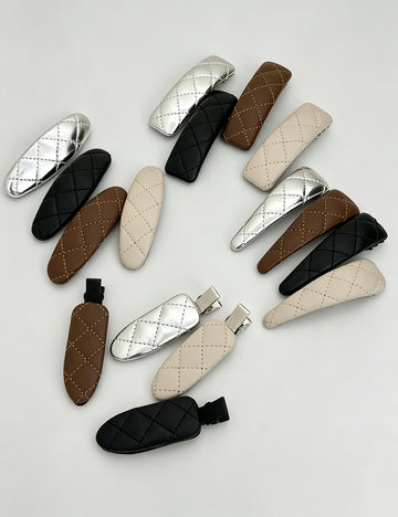 Minimalist PU Leather No-Crease Snap Hair Clip 6W6HCP1621