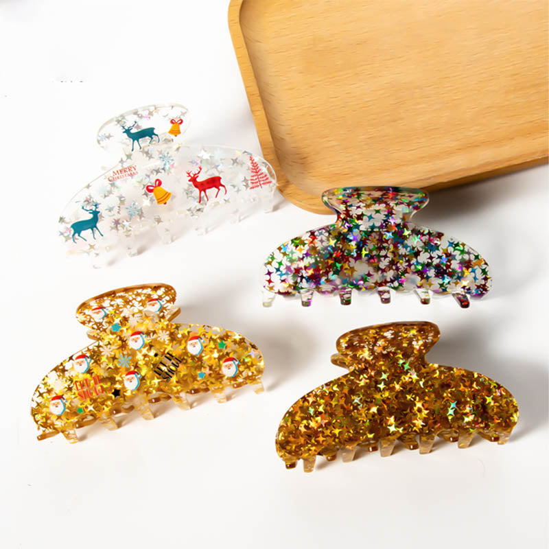 Festive Glitter Christmas Acrylic Hair Claw DP25G611