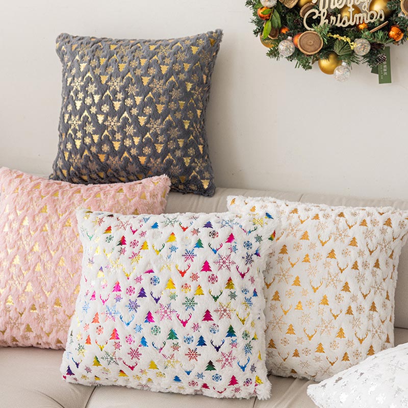 Soft Plush Christmas Snowflake Square Pillow Covers DP25H466