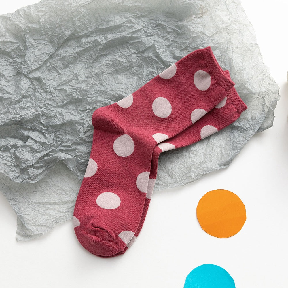 Polka Dot Jacquard Crew Socks - DippedShop Wholesale - #7715