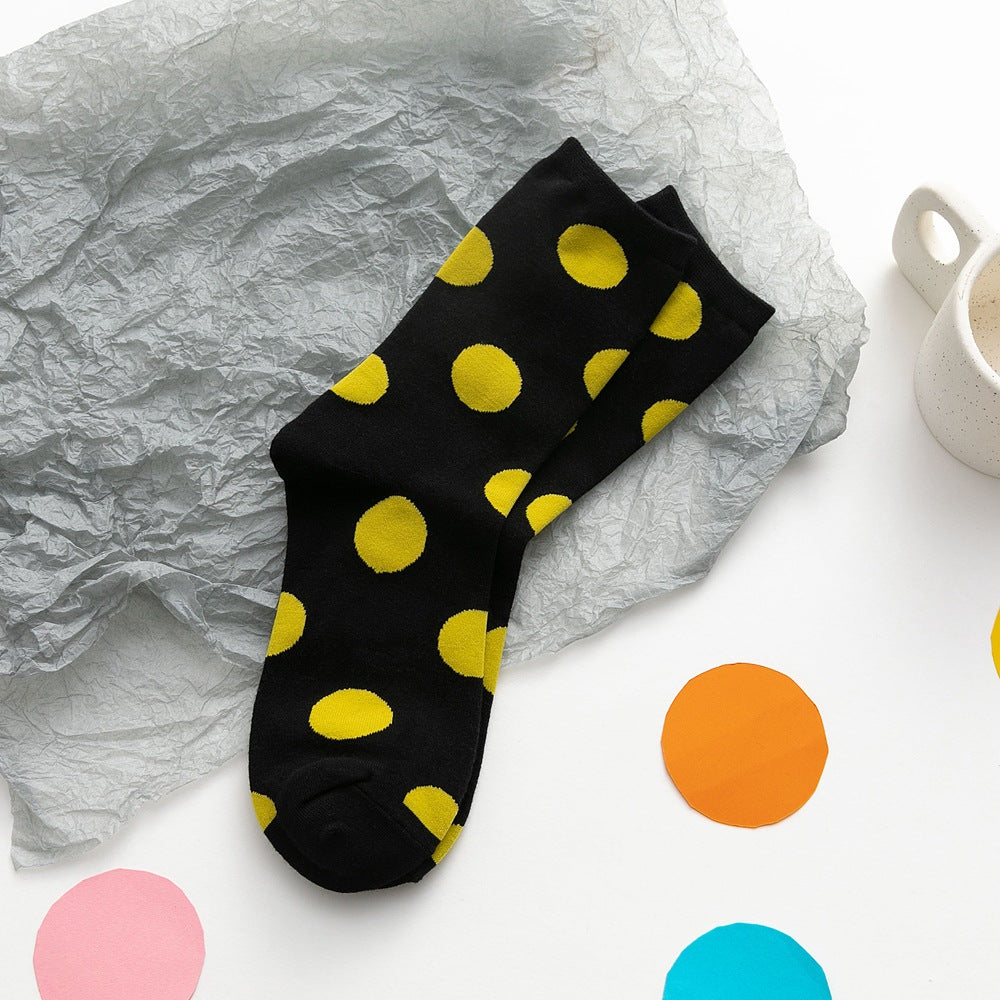 Polka Dot Jacquard Crew Socks - DippedShop Wholesale - #6019