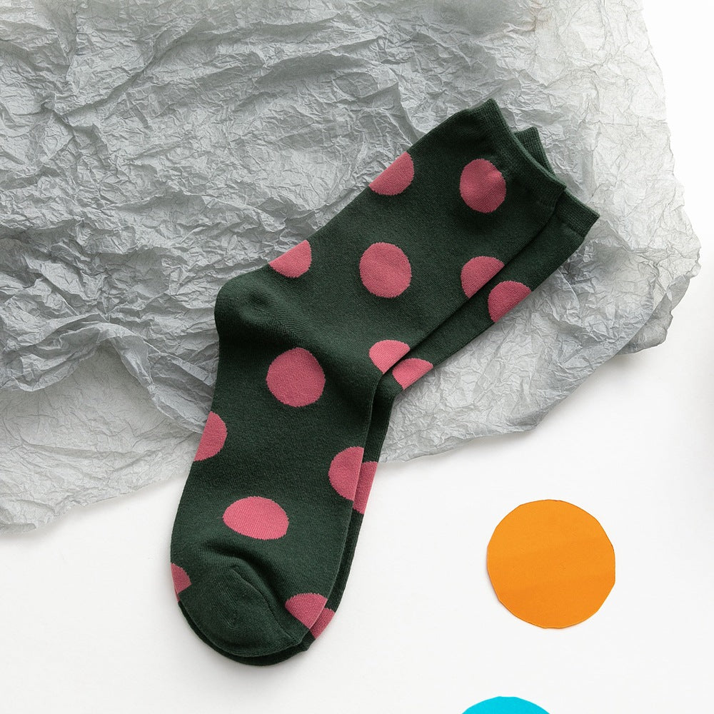 Polka Dot Jacquard Crew Socks - DippedShop Wholesale - #3251