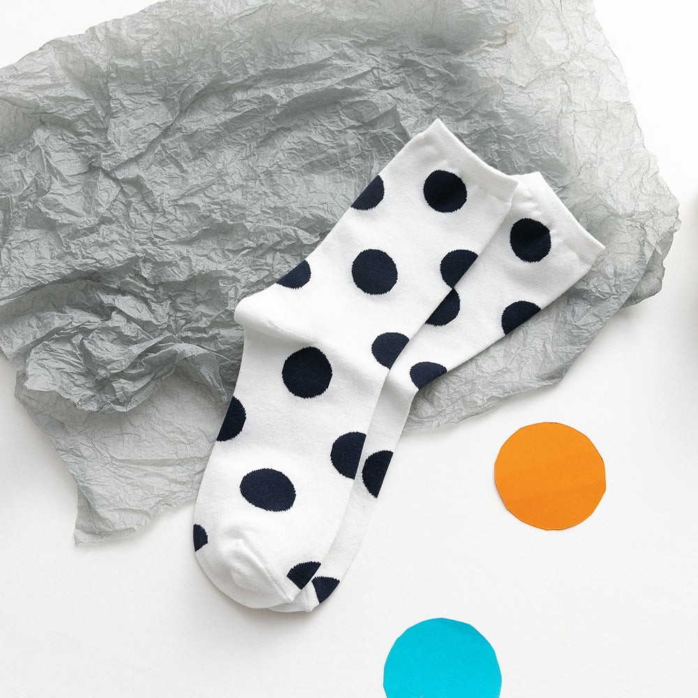 Polka Dot Jacquard Crew Socks - DippedShop Wholesale - #4947