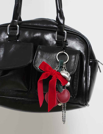 Cute Bow Knot Heart Pendant Bag Charm DP25F541