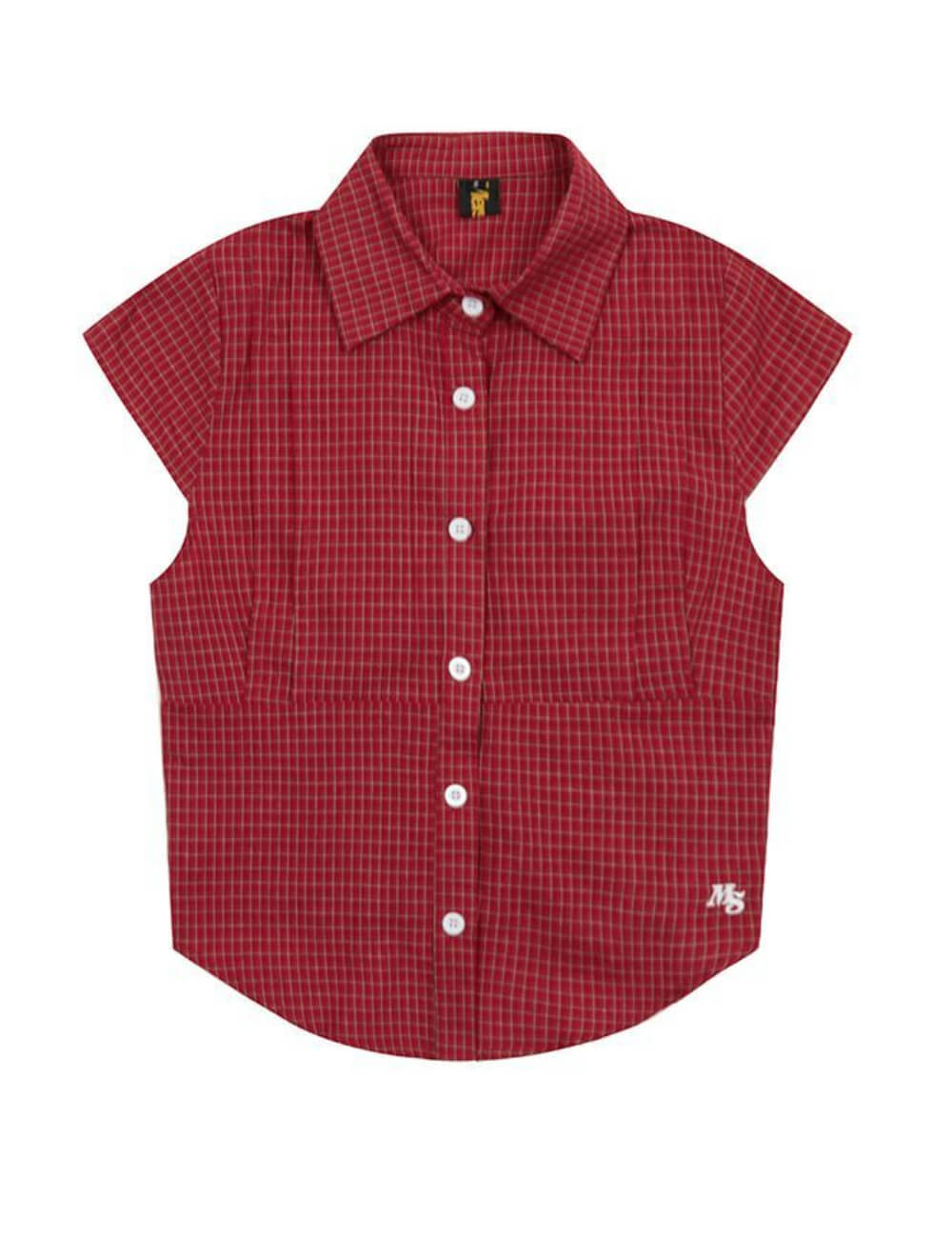 Vintage Lapel Collar Plaid Short Sleeve Top DP25D435