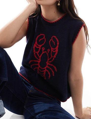 Round Neck Cartoon Jacquard Sleeveless Vest DP25E910