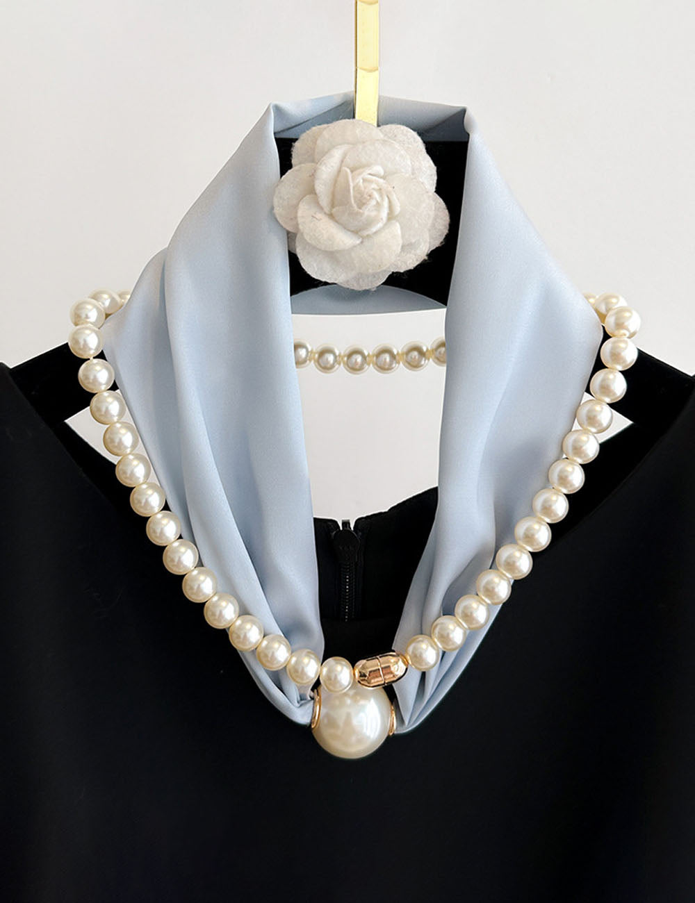 Elegant Magnetic Pearl Chain Necklace Scarf MK2BLW6W6NSI79