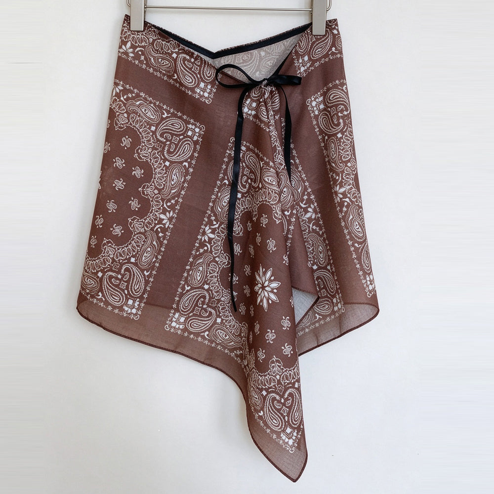 Retro Floral Print Asymmetrical Tie Waist Hip Scarf 6W1SL44