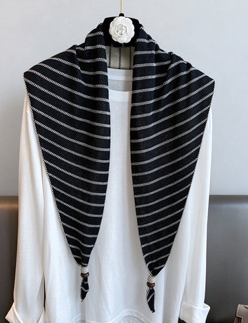 Striped Knit Triangle Scarf - DippedShop Wholesale - #0035