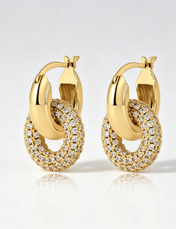 Stylish Interlock Rhinestones Hoop Earrings 6W6JER569