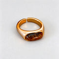 Vintage Gold Plated Oval Tiger Eye Open Ring 6W6JRG359