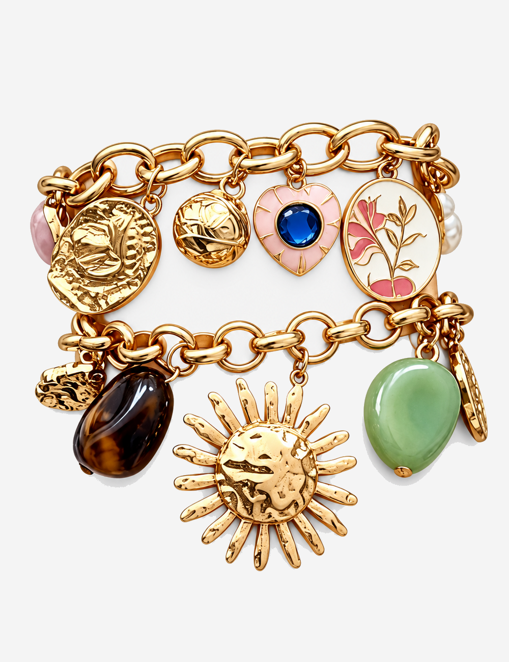 Stylish Gold Plated Heart Floral Pendant Bracelets 6W6JBR637