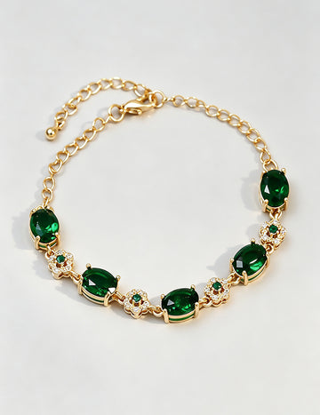 Elegant Geometric Emerald Rhinestone Pendant Bracelet 6W6JBR721