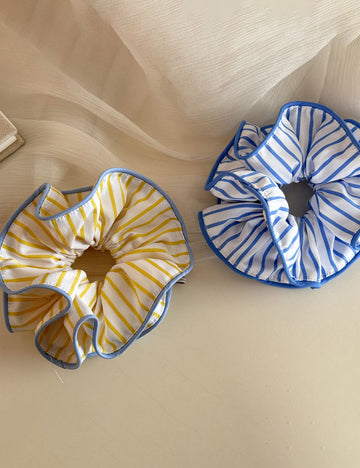 Trendy Double Layered Striped Elastic Scrunchies MK2BW6W6HSR89