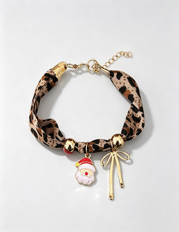 Christmas Santa Claus Charm Leopard Print Bracelet 6W6JBR655