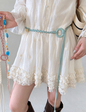 Bohemian Round Ring Braided Rope Waist Belt 6W6JBT200