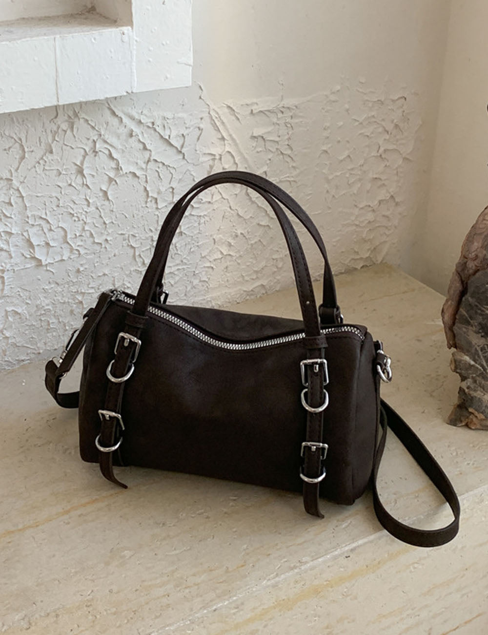 Slouchy Large Capacity Suede Hobo Crossbody Bag 6W10BBG1864