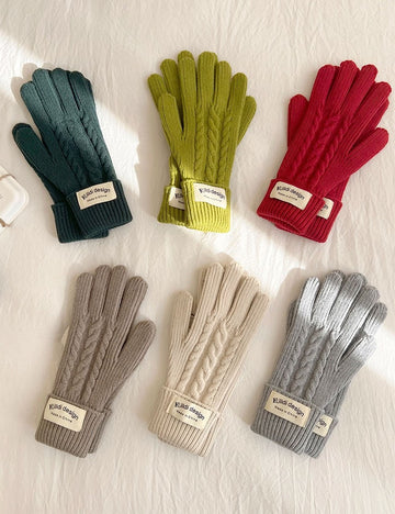 Vintage Cable Knit Wool Blend Touchscreen Gloves 6W6GLO54