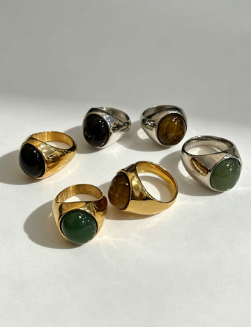 Oval Agate Statement Ring - DippedShop Wholesale - #3763