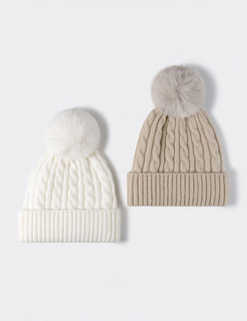 Cable Knit Pompom Beanie - DippedShop Wholesale - #0995