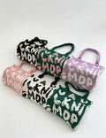 Trendy Letter Graphic Knit Shoulder Tote Bag 6W10BBG1790