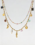 Boho Style Double Layered Stone Pendant Necklace 6W6JNC424