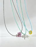 Cute Bowknot Flower Pendant Beaded Choker Necklace 6W6JNC448