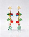 Cute Christmas Snowflake Bell Tassel Dangle Earrings 6W6JER683