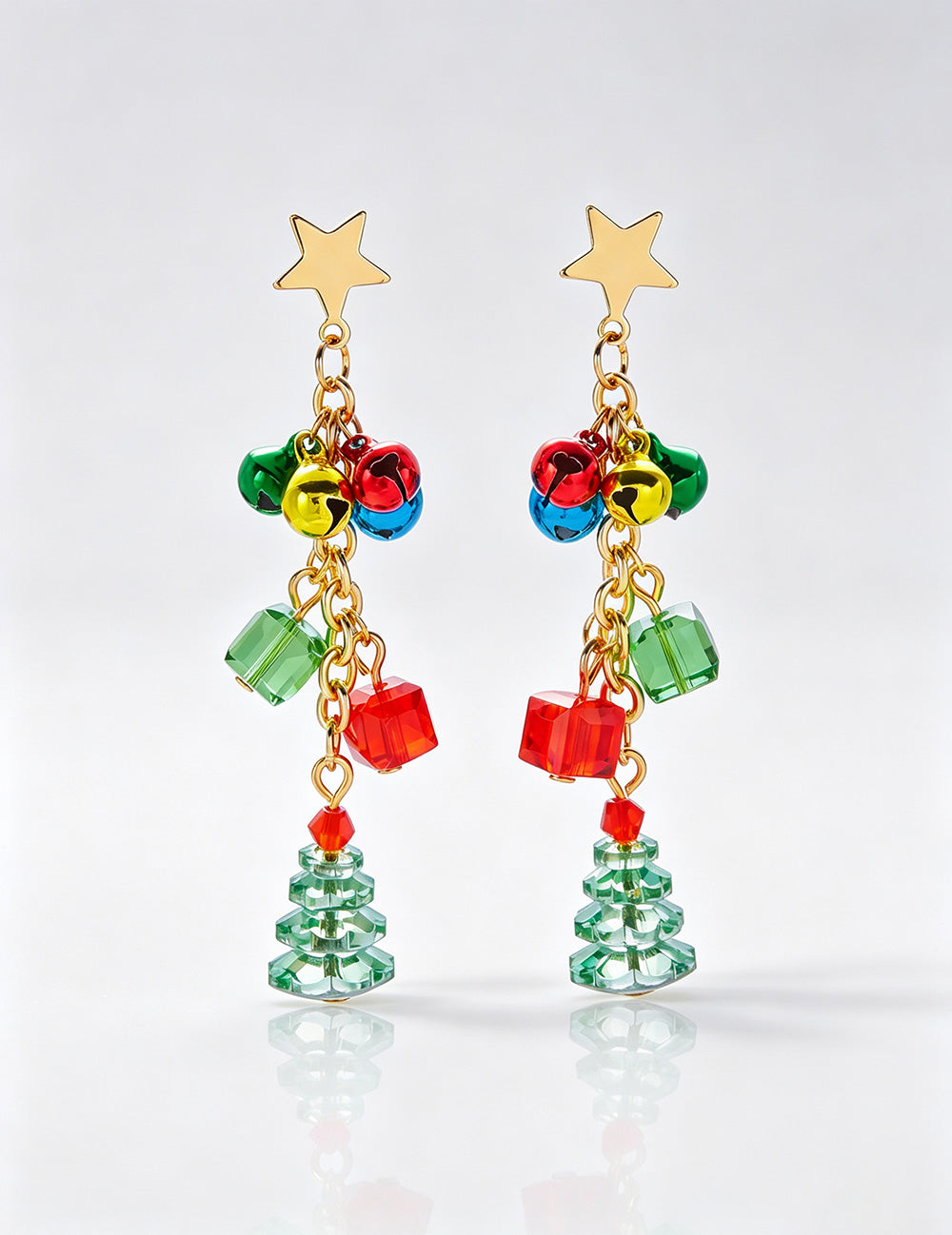 Cute Christmas Snowflake Bell Tassel Dangle Earrings 6W6JER683