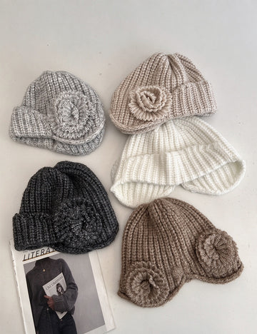 3D Flower Knit Beanie - DippedShop Wholesale - #7459