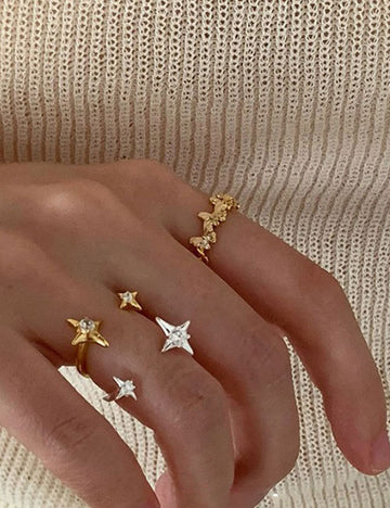 Star Rhinestone Open Ring - DippedShop Wholesale - #5891