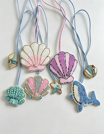Chic Color Block Beads Shell Pendant Keychain 6W10BBC802