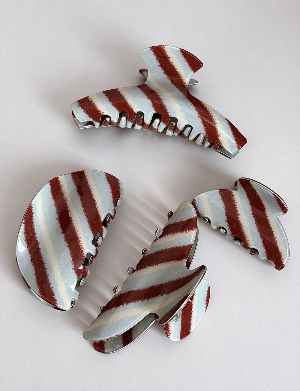 Striped Acetate Hair Claw - DippedShop Wholesale - #1923