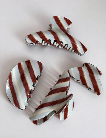 Striped Acetate Hair Claw - DippedShop Wholesale - #1923