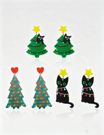 Cute Cartoon Mini Christmas Tree Stud Earrings 6W6JER684