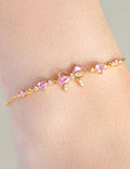 Trendy Bowknot Heart Cubic Zirconia Chain Bracelet 6W6JBR534