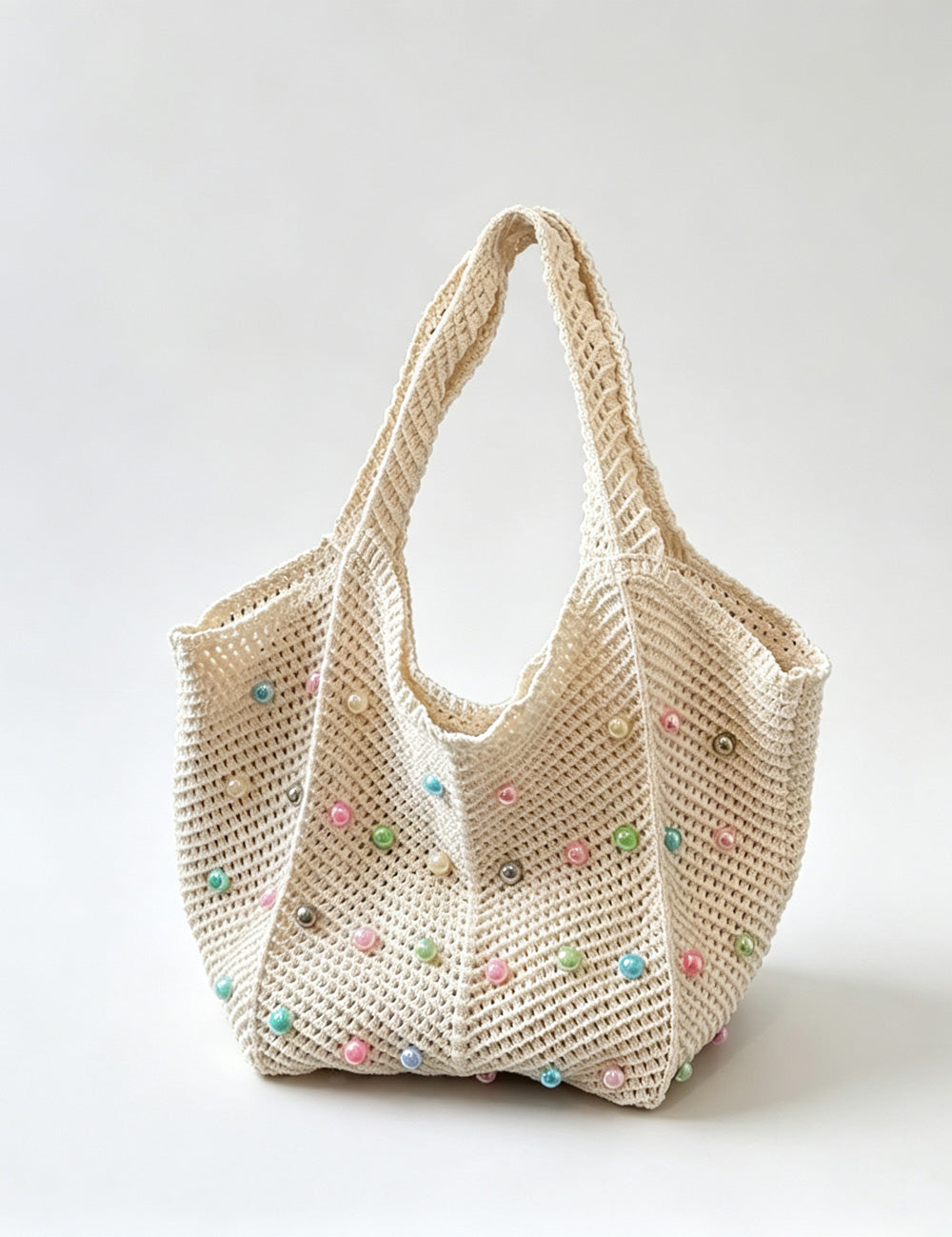 Trendy Knit Colorful Beads Large Capacity Shoulder Bag 6W10BBG1763