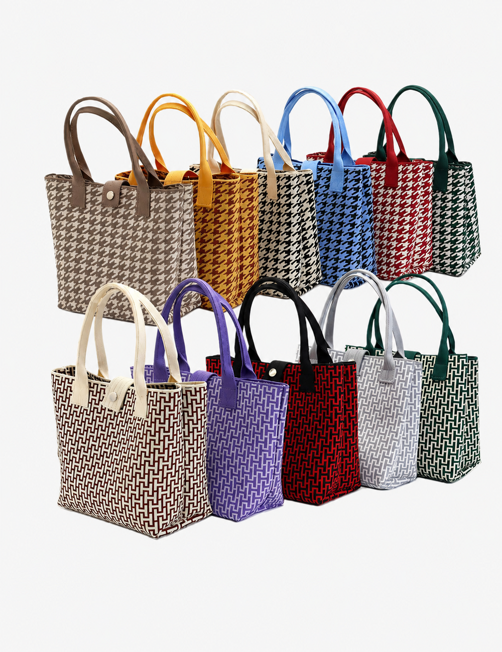 Vintgae Plaid Large Capacity Knit Tote Bag 6W10BBG1813