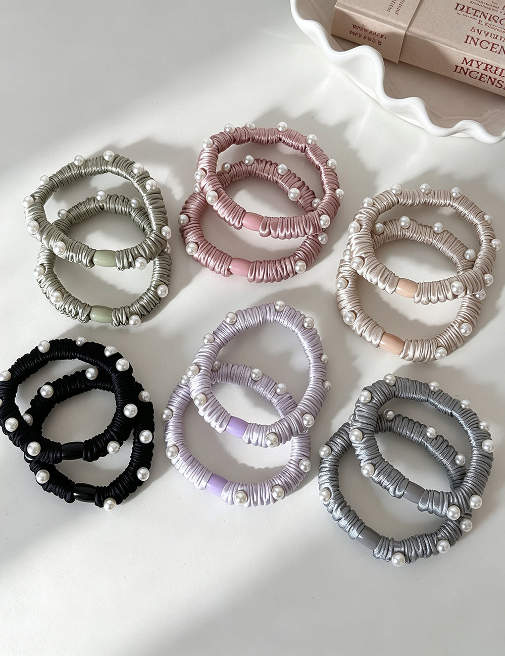 Stylish Pearl Stain High Elastic Scrunchies 6W6HSR513